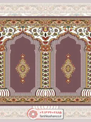 سجاده فرش محراب دار طرح آسوده رنگ گردویی