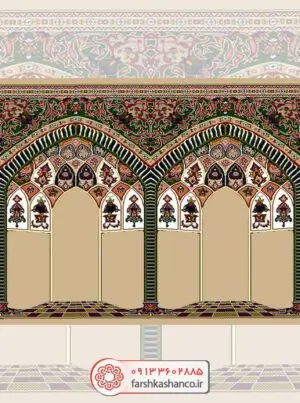 سجاده فرش محراب دار طرح گنبدی رنگ بادامی
