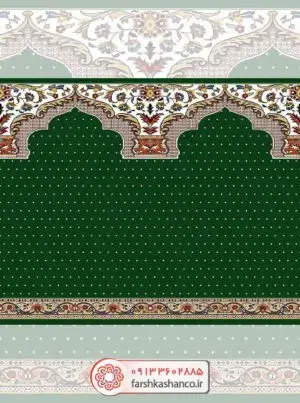 سجاده فرش محراب دار طرح ملکوتی رنگ سبز