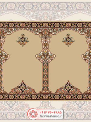 سجاده فرش محراب دار با گلهای شاه عباسی سجاده فرش محراب دار با گلهای شاه عباسی رنگ بادامی