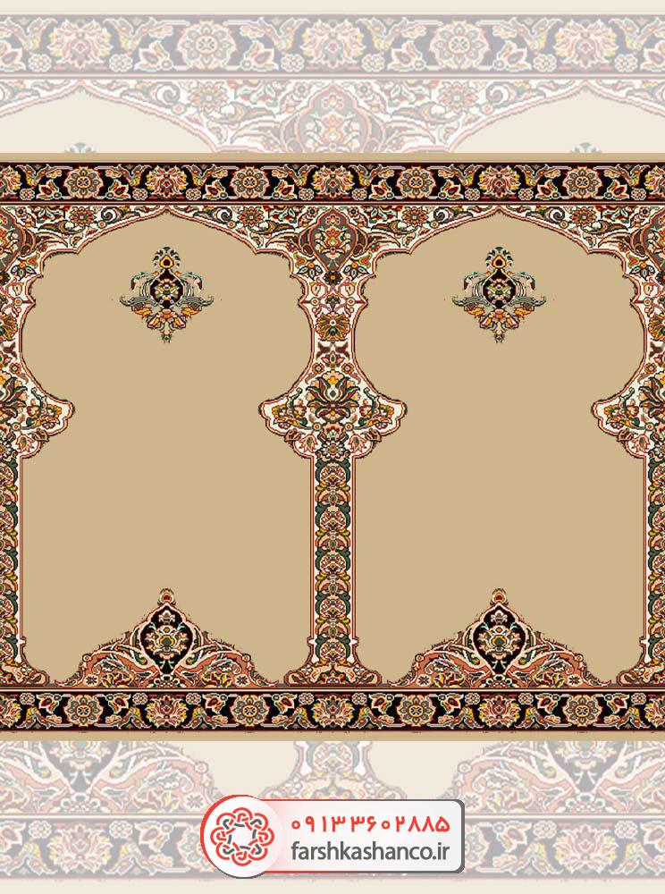 سجاده فرش محراب دار با گلهای شاه عباسی سجاده فرش محراب دار با گلهای شاه عباسی رنگ بادامی