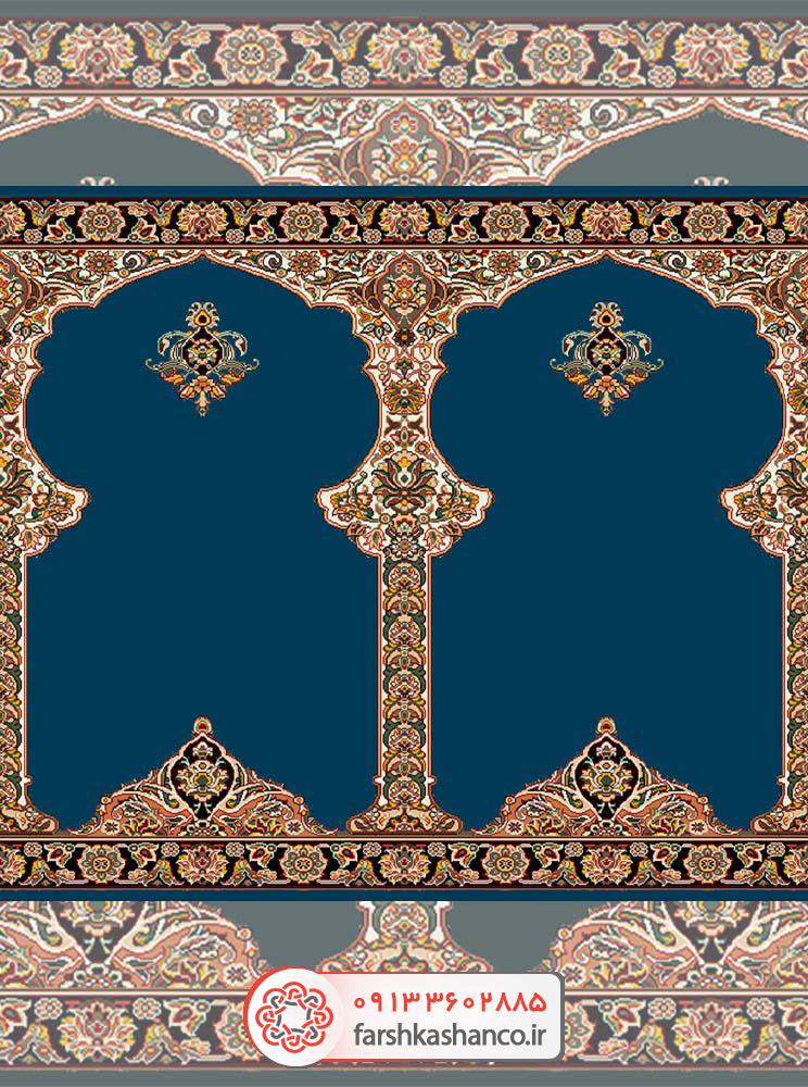 سجاده فرش محراب دار با گلهای شاه عباسی سجاده فرش محراب دار با گلهای شاه عباسی رنگ آبی کاربنی
