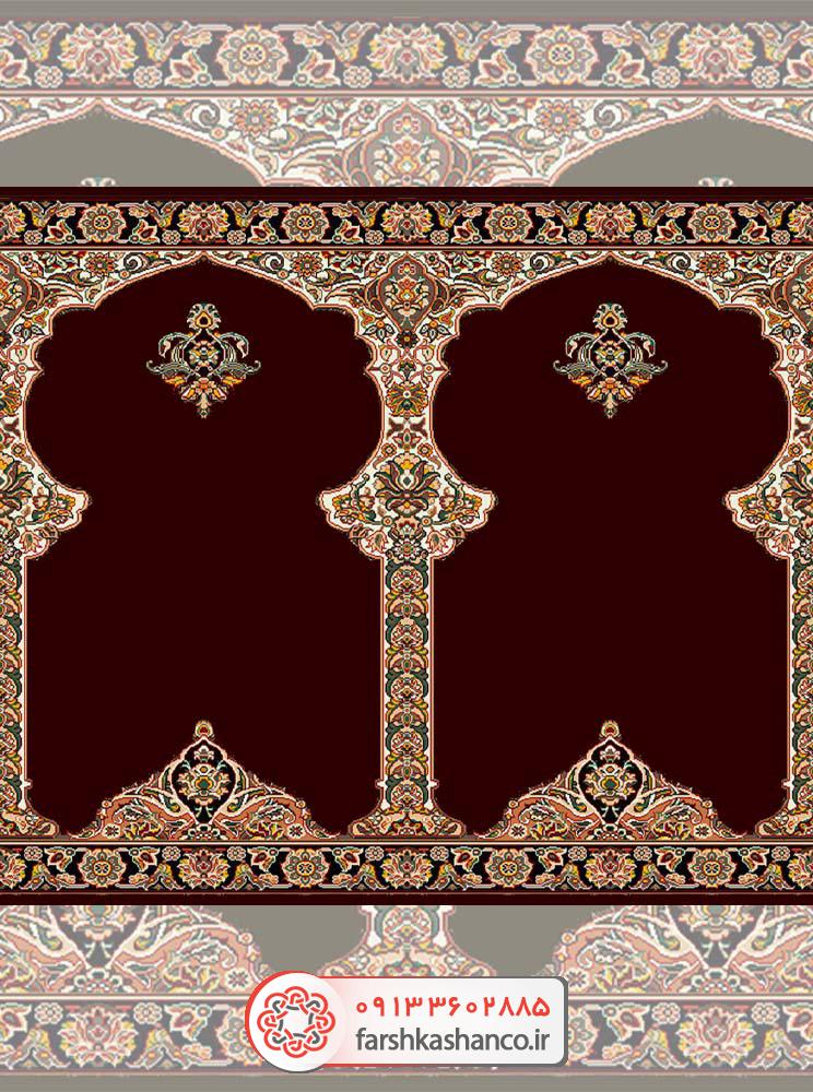 سجاده فرش محراب دار با گلهای شاه عباسی سجاده فرش محراب دار با گلهای شاه عباسی رنگ زرشکی