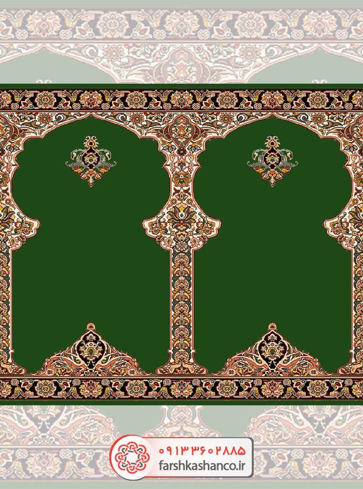سجاده فرش محراب دار با گلهای شاه عباسی سجاده فرش محراب دار با گلهای شاه عباسی رنگ سبز