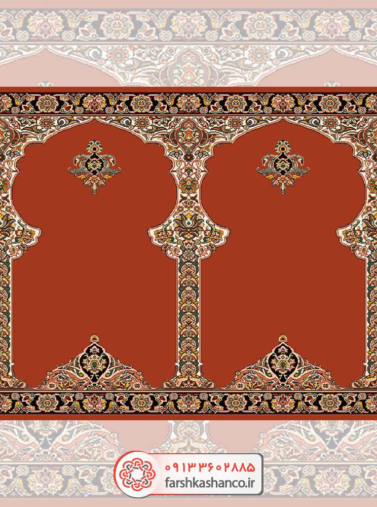 سجاده فرش محراب دار با گلهای شاه عباسی سجاده فرش محراب دار با گلهای شاه عباسی رنگ مسی