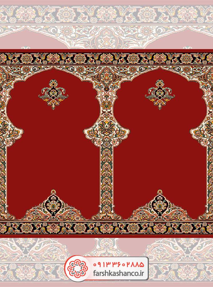 سجاده فرش محراب دار با گلهای شاه عباسی سجاده فرش محراب دار با گلهای شاه عباسی رنگ قرمز لاکی