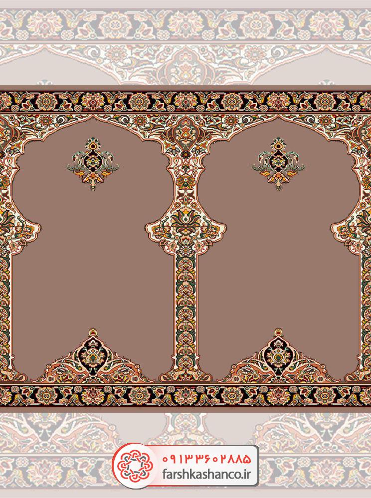 سجاده فرش محراب دار با گلهای شاه عباسی سجاده فرش محراب دار با گلهای شاه عباسی رنگ گردویی