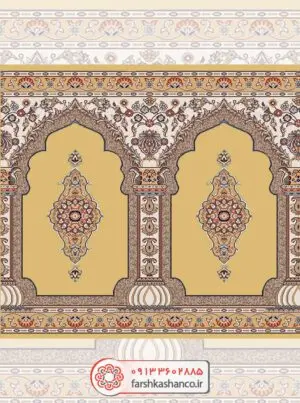 سجاده فرش محرابی طرح مشهد الرضا با رنگ بادومی