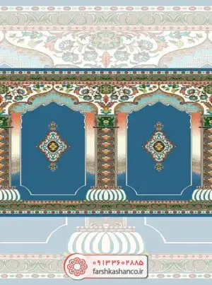 سجاده فرش محراب دار طرح نیایش رنگ آبی کاربنی