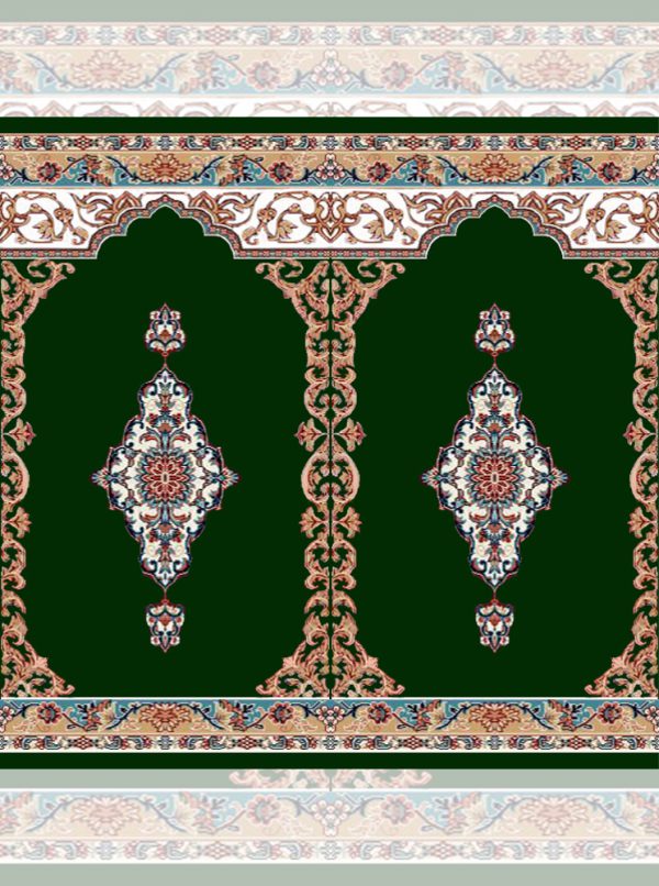 سجاده فرش محراب دار طرح وصال با رنگ سبز