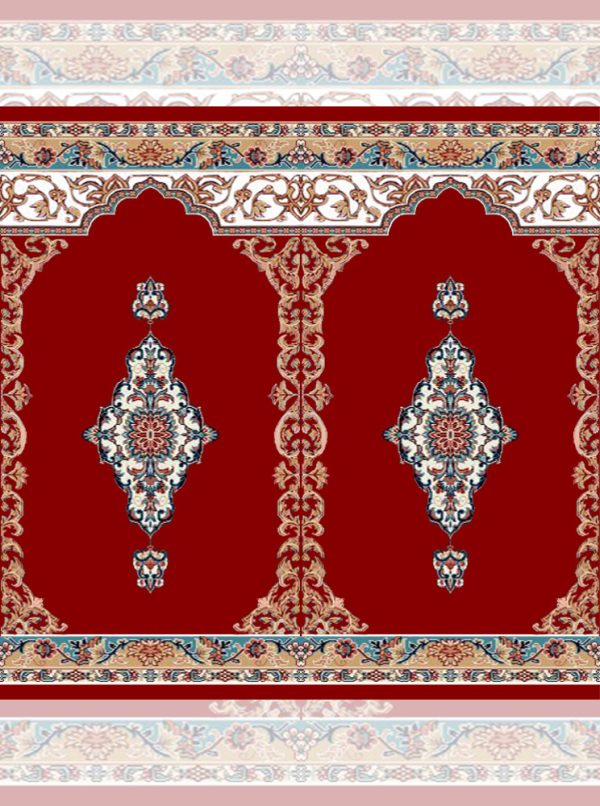 سجاده فرش محراب دار طرح وصال با رنگ قرمز