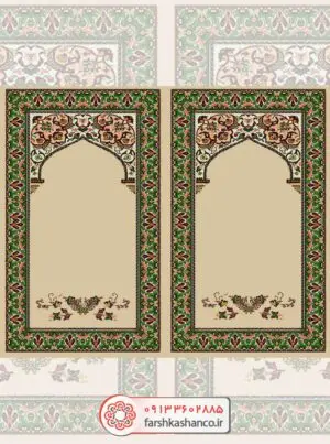 فرش سجاده ای نقش محراب رنگ بادامی