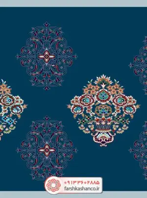 فرش سجاده ای تشریفاتی بهار رنگ آبی کاربنی