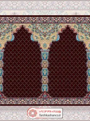 فرش سجاده ای طرح اکرم رنگ زرشکی