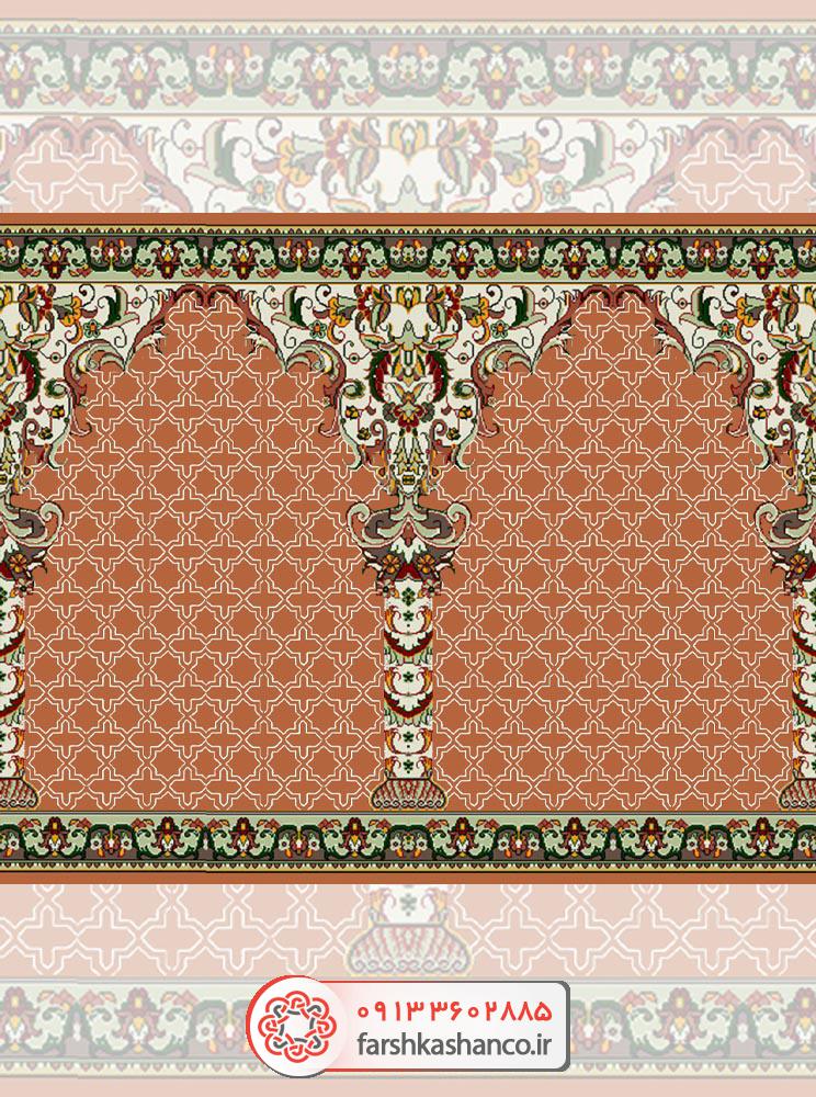 فرش سجاده ای طرح بهمن فرش سجاده ای طرح بهمن رنگ مسی