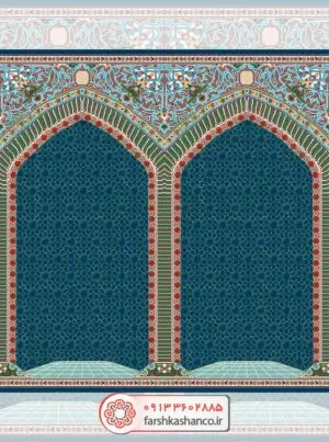 فرش سجاده ای مطهره رنگ آبی کاربنی
