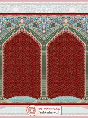 فرش سجاده ای طرح مطهره فرش سجاده ای مطهره رنگ قرمز