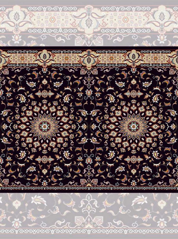 سجاده فرش یکپارچه طرح تبریزی رنگ سرمه‌ای