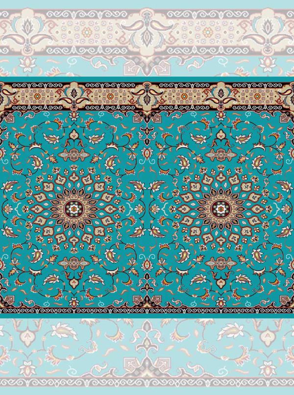 سجاده فرش یکپارچه طرح تبریزی رنگ فیروزه‌ای