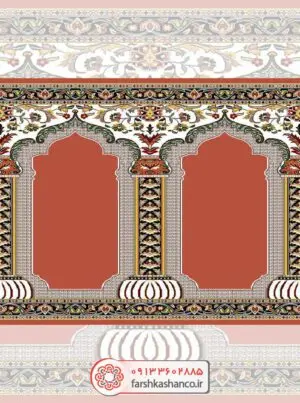 فرش سجاده ای محراب دار طرح عطا رنگ لاکی