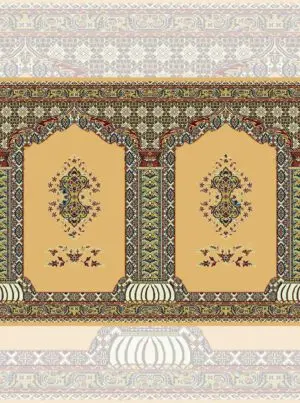 سجاده فرش محراب دار طرح کمیل سجاده فرش محراب دار طرح کمیل رنگ بادامی