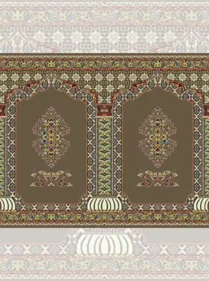 سجاده فرش محراب دار طرح کمیل رنگ گردویی