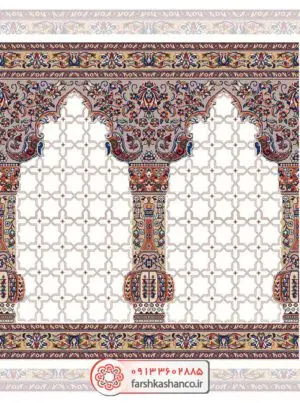 سجاده فرش محراب دار طرح پنجره فولاد رنگ کرم