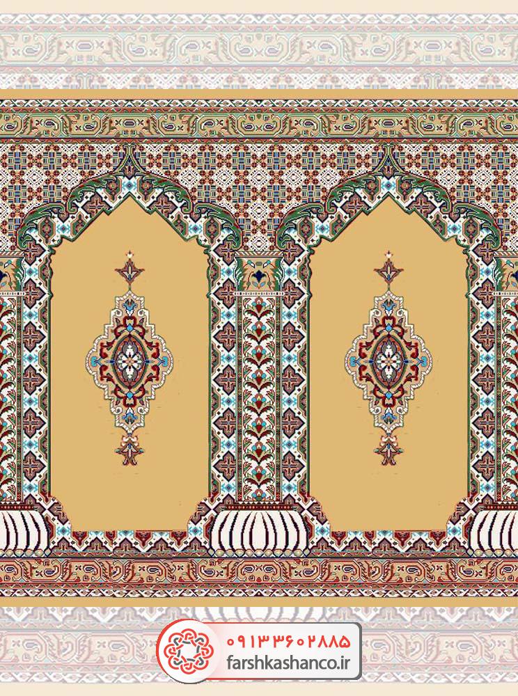 سجاده فرش محرابی طرح شاهکار سجاده فرش محرابی طرح شاهکار رنگ بادامی