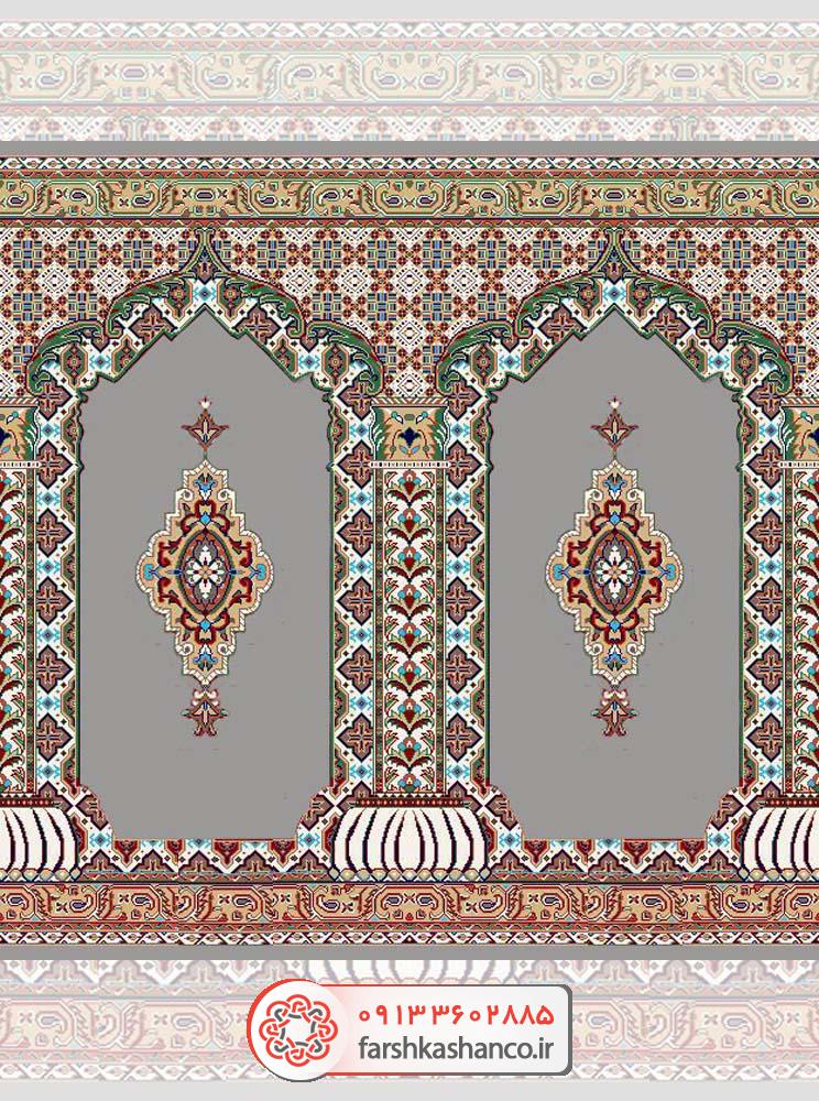 سجاده فرش محرابی طرح شاهکار سجاده فرش محرابی طرح شاهکار رنگ فیلی