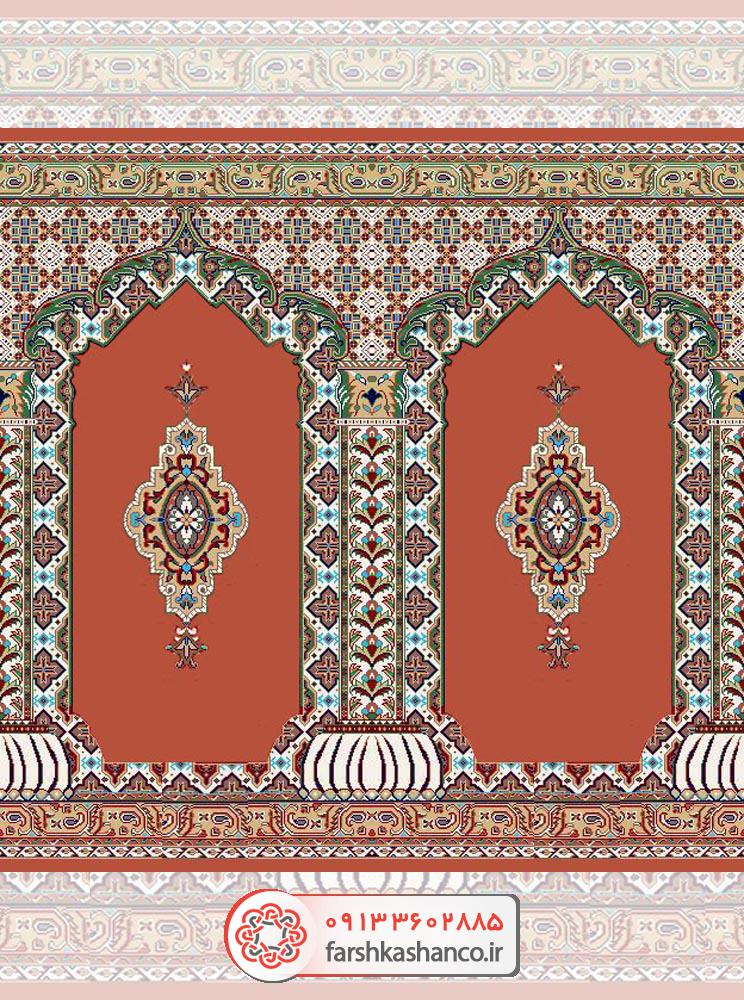 سجاده فرش محرابی طرح شاهکار سجاده فرش محرابی طرح شاهکار رنگ گلبهی
