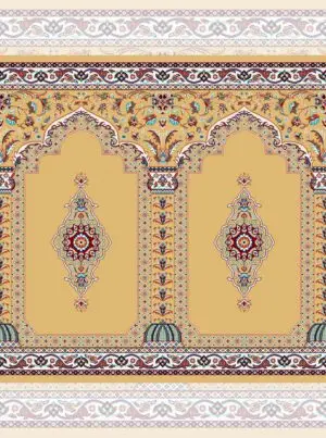 سجاده فرش محراب دار مسجدی رنگ بادامی