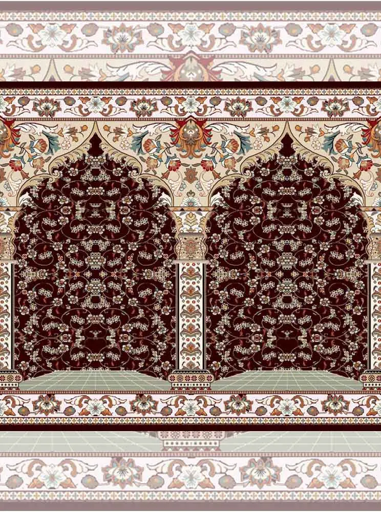 فرش سجاده ای مسجد طرح شرافت فرش سجادهای با طرح شرافت و رنگ زرشکی