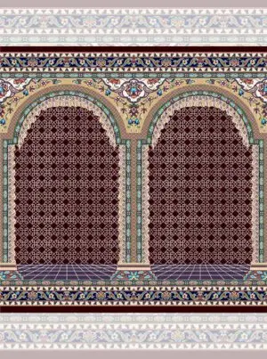 فرش سجاده ای طرح کیمیا رنگ زرشکی