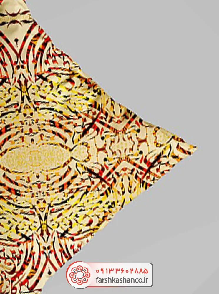 کوسن چاپی طرح خط شکسته نستعلیق کوسن فانتزی طرح شلوغ با اشکال هندسی از نمای مورب